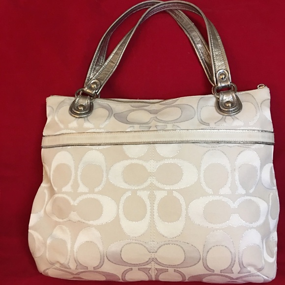SOLD! COACH  Outline Signature Metallic GLAM Tote - Picture 7 of 8
